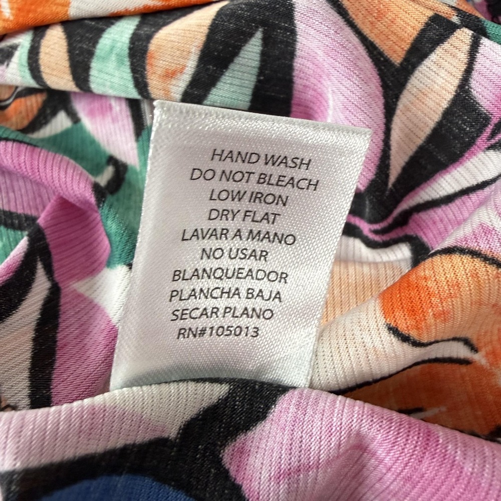 Dear Scarlett Blouse Womens 2X Multicolor Floral Liz Tunic V-Neck Slinky Relaxed - Picture 9 of 12